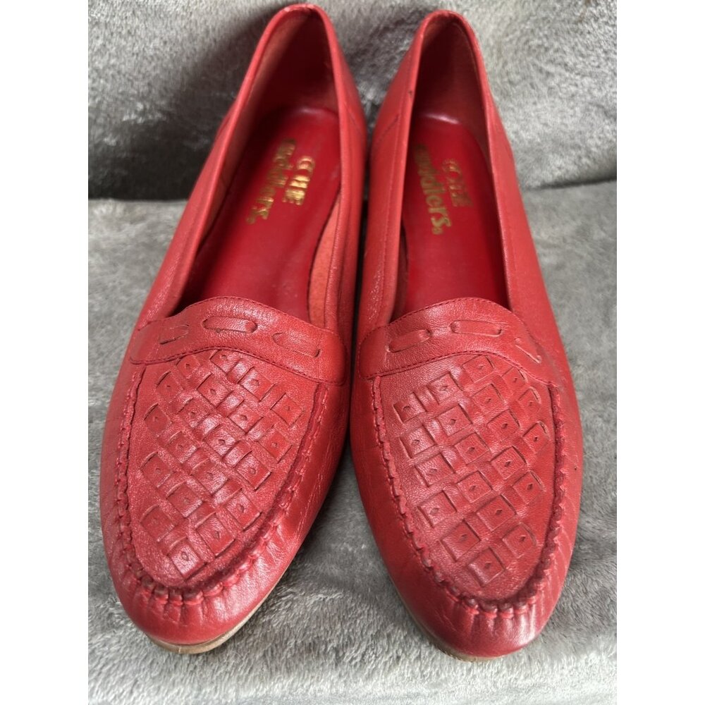 Vtg Cobble Cuddlers Women’s 8 N Red Leather Loafers Slip On Casual Shoes Preppy